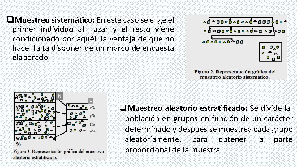 q. Muestreo sistemático: En este caso se elige el primer individuo al azar y