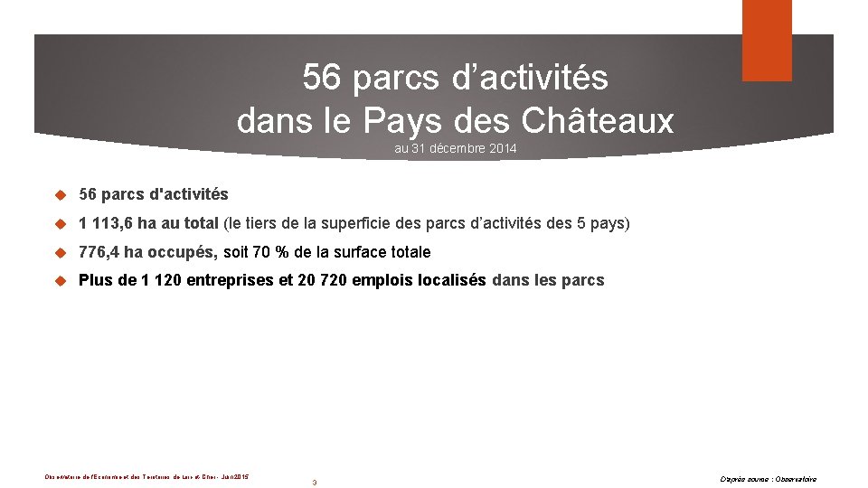56 parcs d’activités dans le Pays des Châteaux au 31 décembre 2014 56 parcs