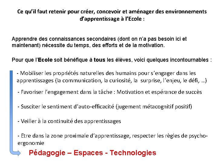 Ce qu’il faut retenir pour créer, concevoir et aménager des environnements d’apprentissage à l’Ecole