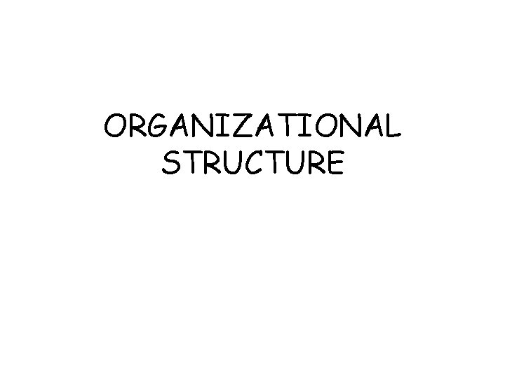ORGANIZATIONAL STRUCTURE 
