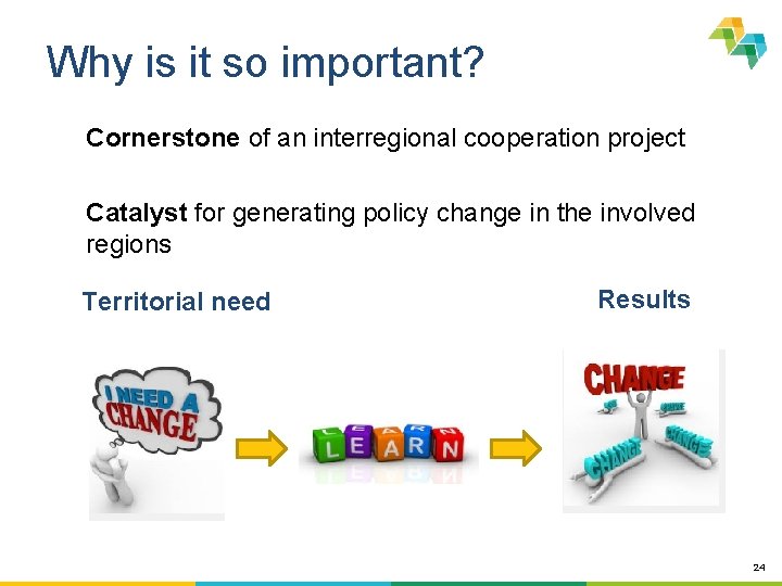 Why is it so important? Cornerstone of an interregional cooperation project Catalyst for generating