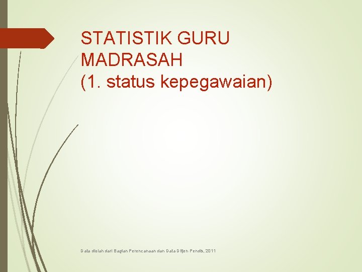 STATISTIK GURU MADRASAH (1. status kepegawaian) Data diolah dari Bagian Perencanaan dan Data Ditjen