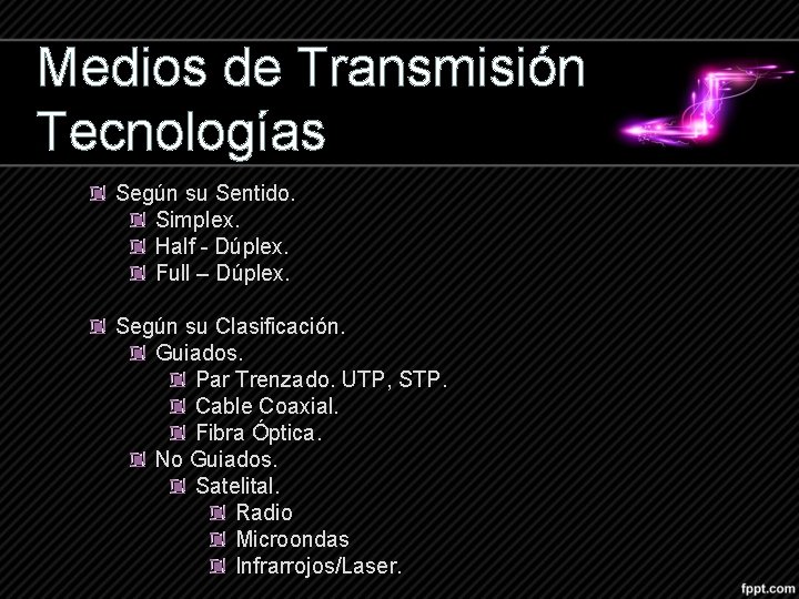 Medios de Transmisión Tecnologías Según su Sentido. Simplex. Half - Dúplex. Full – Dúplex.