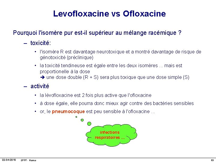 Levofloxacine vs Ofloxacine Pourquoi l'isomère pur est-il supérieur au mélange racémique ? – toxicité: