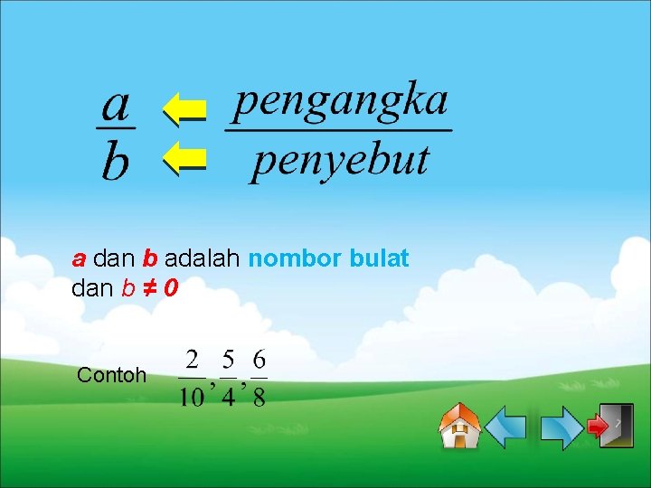 a dan b adalah nombor bulat dan b ≠ 0 Contoh 