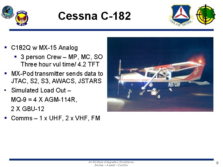 Cessna C-182 § C 182 Q w MX-15 Analog § 3 person Crew –