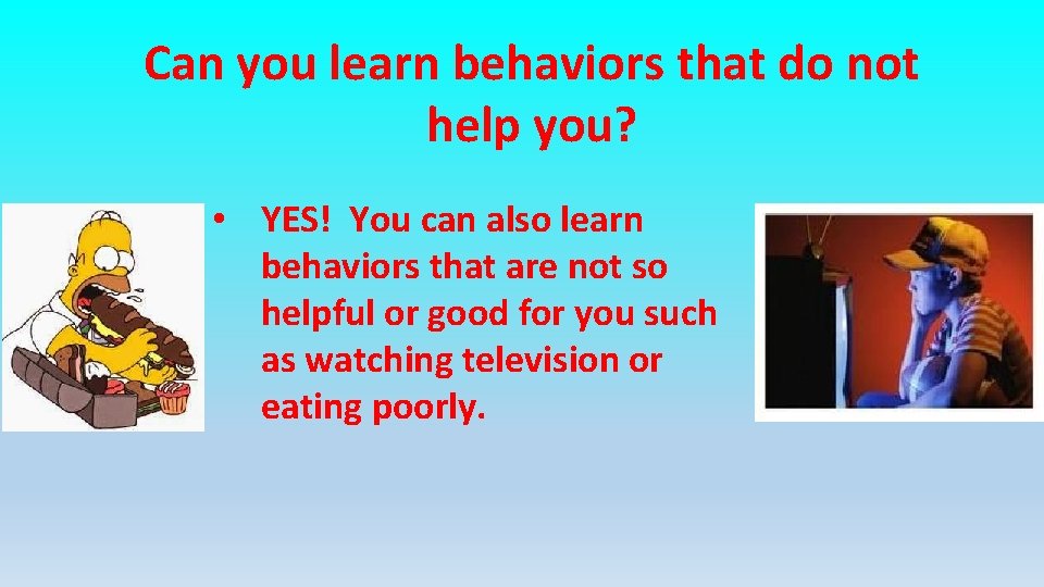 Can you learn behaviors that do not help you? • YES! You can also