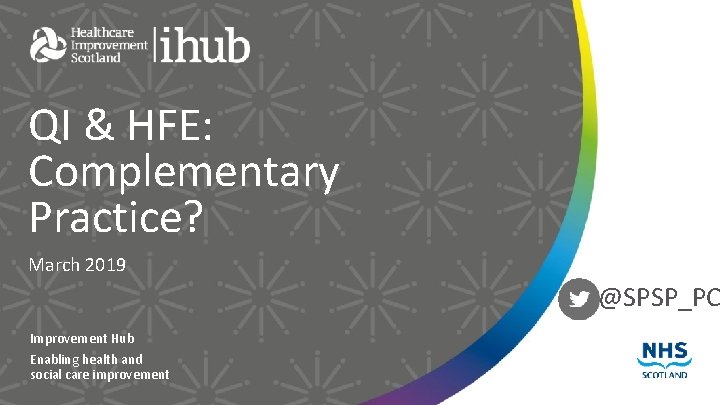 QI & HFE: Complementary Practice? March 2019 @SPSP_PC Improvement Hub Enabling health and social