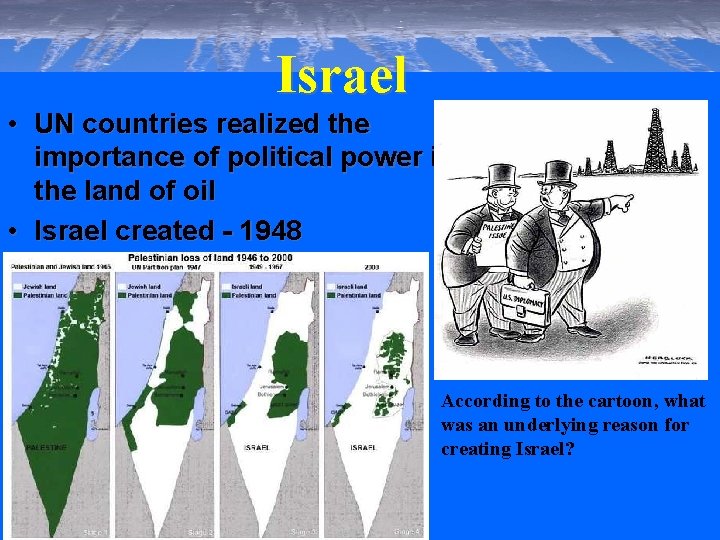 Israel • UN countries realized the importance of political power in the land of