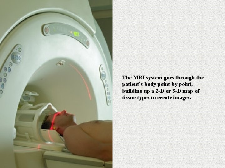 The MRI system goes through the patient's body point by point, building up a