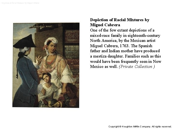 Depiction of Racial Mixtures by Miguel Cabrera One of the few extant depictions of