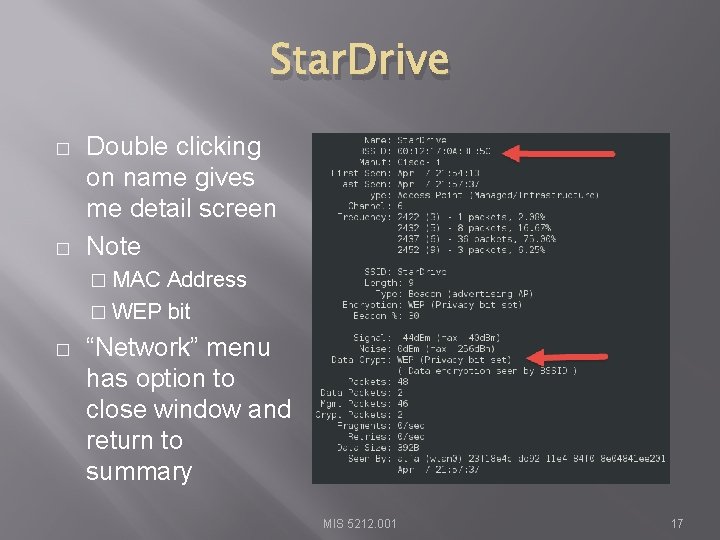 Star. Drive � � Double clicking on name gives me detail screen Note �