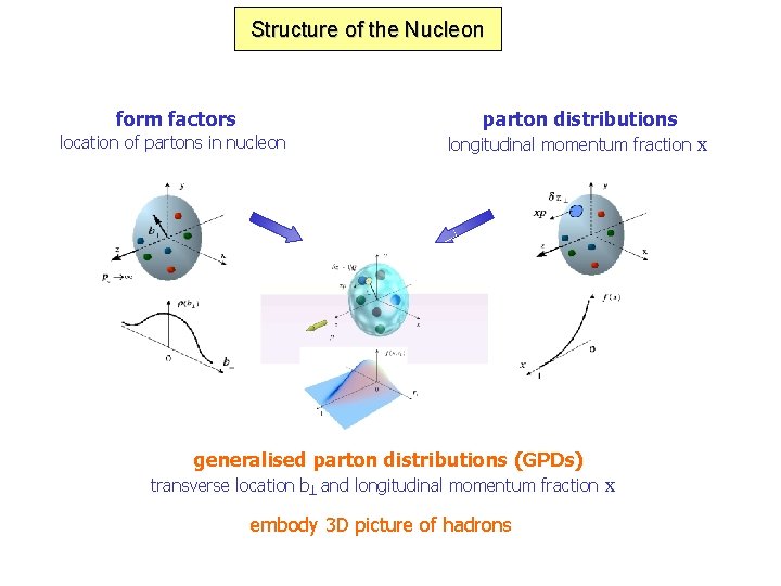 Structure of the Nucleon form factors parton distributions location of partons in nucleon longitudinal