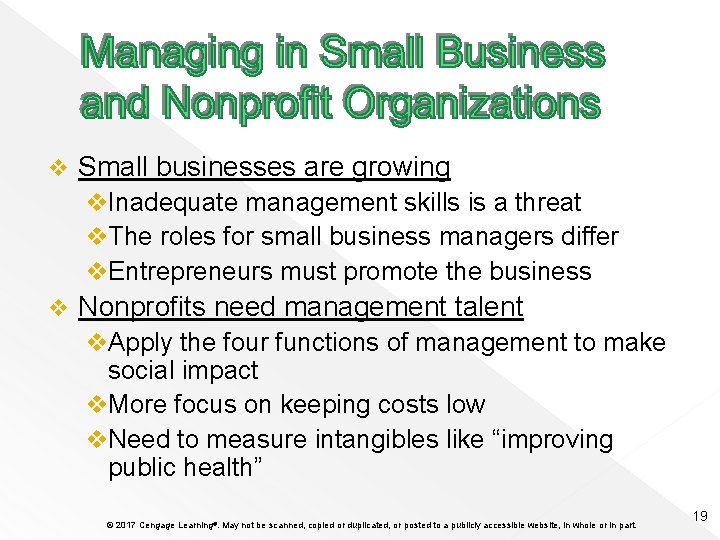 v Small businesses are growing v. Inadequate management skills is a threat v. The