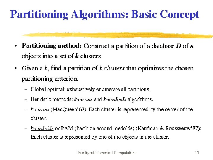 Intelligent Numerical Computation 13 