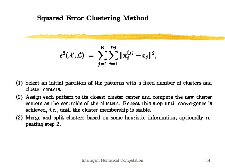 Intelligent Numerical Computation 14 