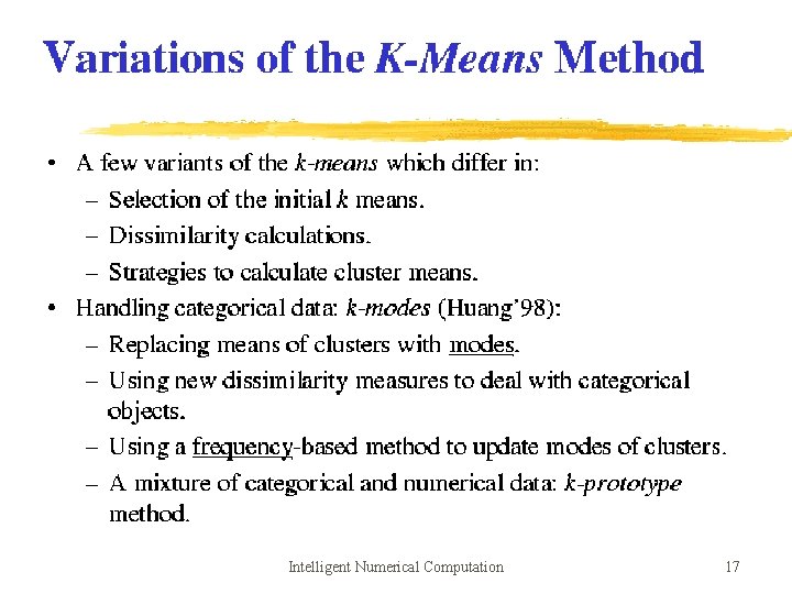 Intelligent Numerical Computation 17 