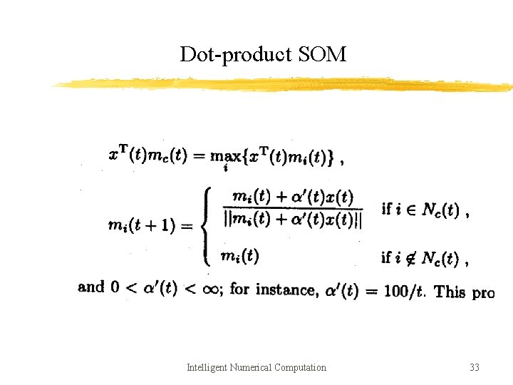 Dot-product SOM Intelligent Numerical Computation 33 