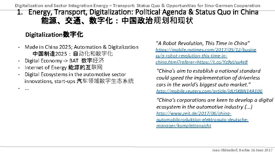 Digitalization and Sector Integration Energy – Transport: Status Quo & Opportunities for Sino-German Cooperation