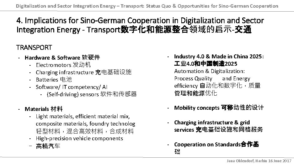 Digitalization and Sector Integration Energy – Transport: Status Quo & Opportunities for Sino-German Cooperation