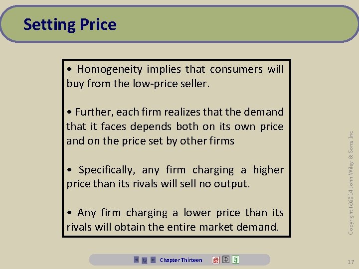 Setting Price • Further, each firm realizes that the demand that it faces depends