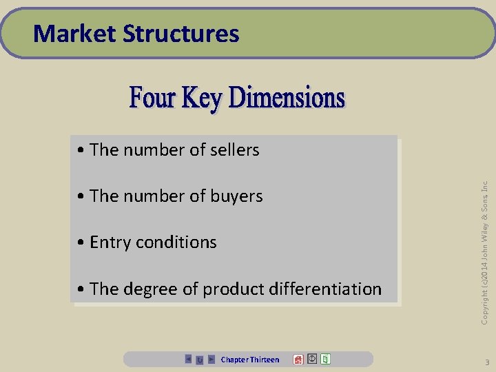 Market Structures • The number of buyers • Entry conditions • The degree of