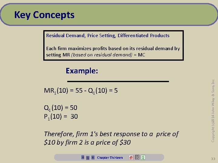 Key Concepts Residual Demand, Price Setting, Differentiated Products Each firm maximizes profits based on