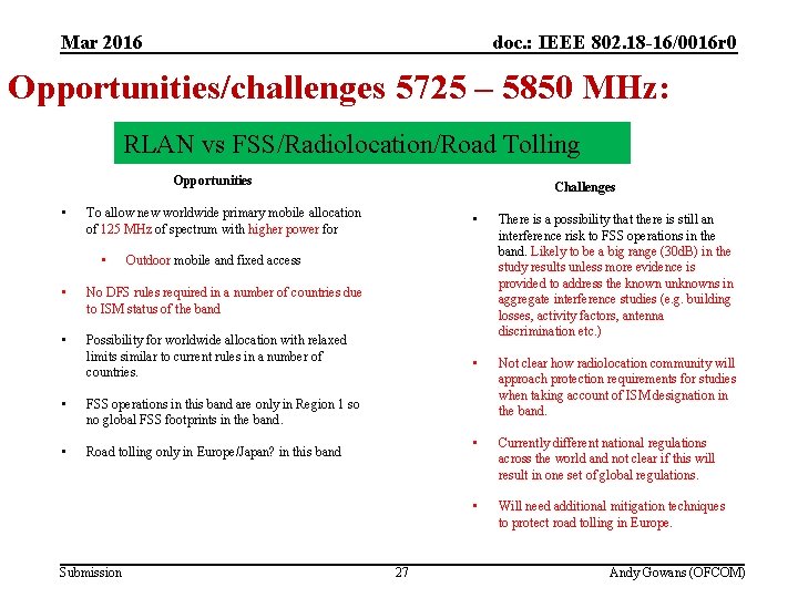 Mar 2016 (3) Future studies in 5 GHz doc. : IEEE 802. 18 -16/0016