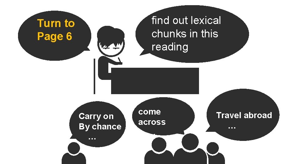 find out lexical chunks in this reading Turn to Page 6 Carry on By