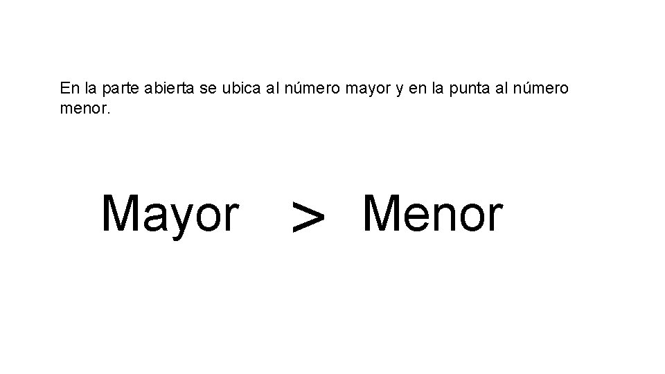 En la parte abierta se ubica al número mayor y en la punta al