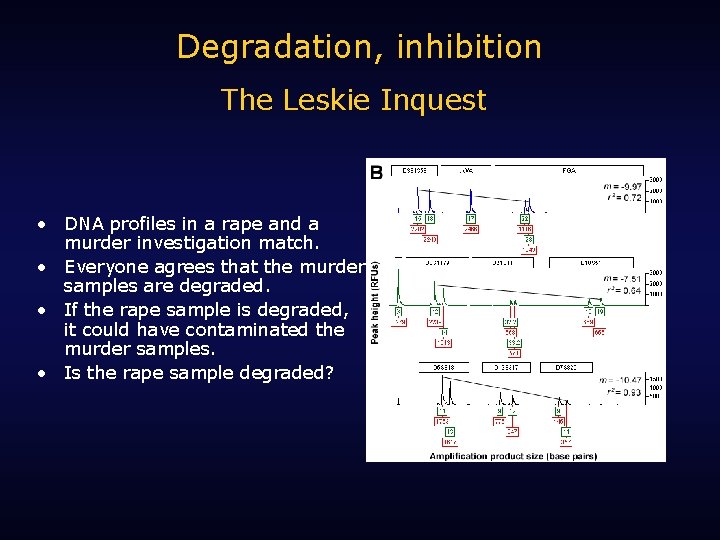 Degradation, inhibition The Leskie Inquest • DNA profiles in a rape and a murder