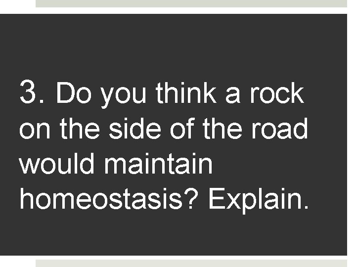 3. Do you think a rock on the side of the road would maintain