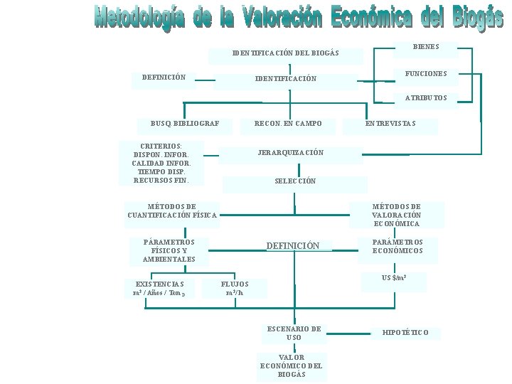 BIENES IDENTIFICACIÓN DEL BIOGÁS DEFINICIÓN IDENTIFICACIÓN FUNCIONES ATRIBUTOS BUSQ. BIBLIOGRAF RECON. EN CAMPO CRITERIOS: