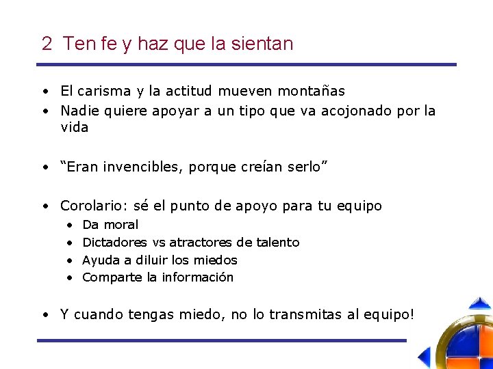 2 Ten fe y haz que la sientan • El carisma y la actitud