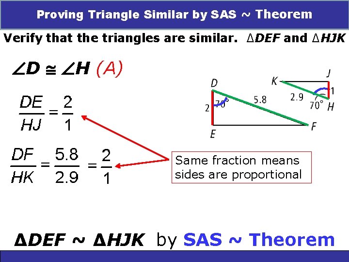 Triangle Similar AA, by SAS ~ Theorem Triangle Similarity: SSS, and SAS 7 -3 Triangle Similar AA, by SAS ~ Theorem Triangle Similarity: SSS, and SAS 7 -3