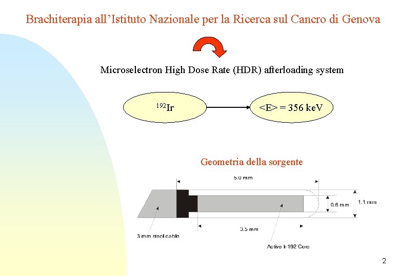 Brachiterapia all’Istituto Nazionale per la Ricerca sul Cancro di Genova Microselectron High Dose Rate