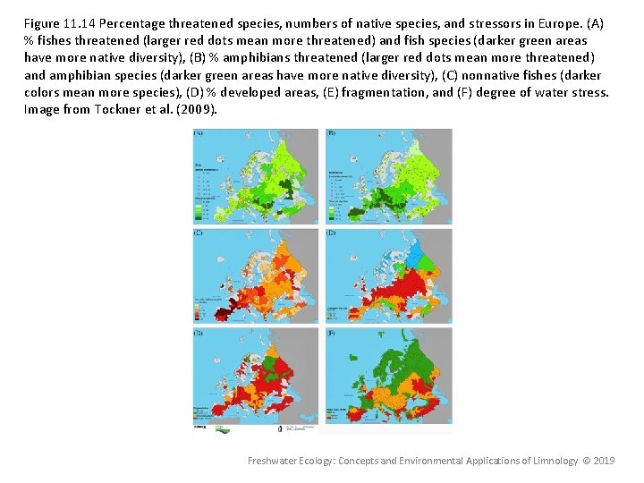 Figure 11. 14 Percentage threatened species, numbers of native species, and stressors in Europe.