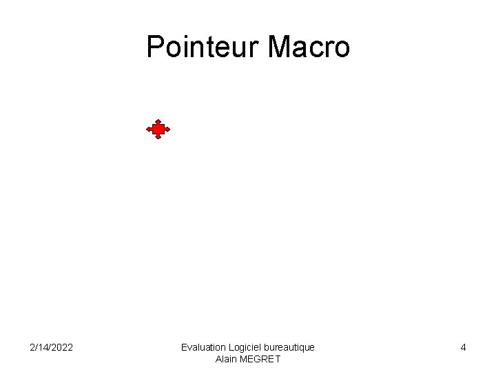 Pointeur Macro 2/14/2022 Evaluation Logiciel bureautique Alain MEGRET 4 