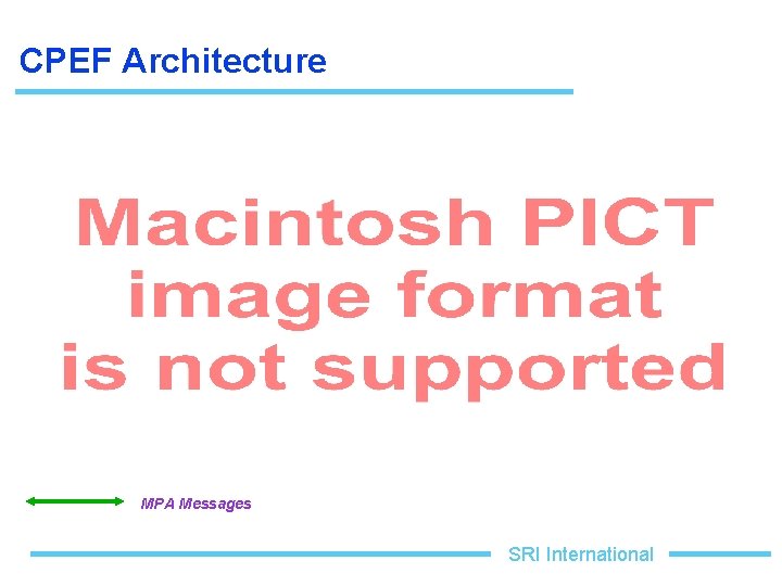 CPEF Architecture MPA Messages SRI International 