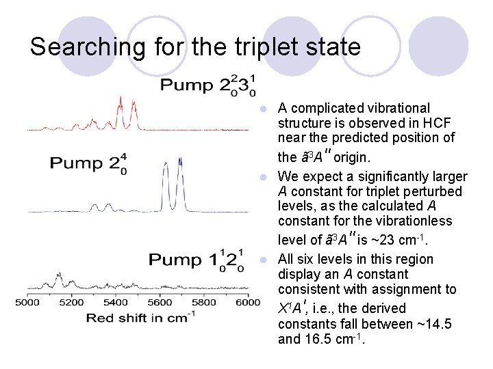 Searching for the triplet state A complicated vibrational structure is observed in HCF near
