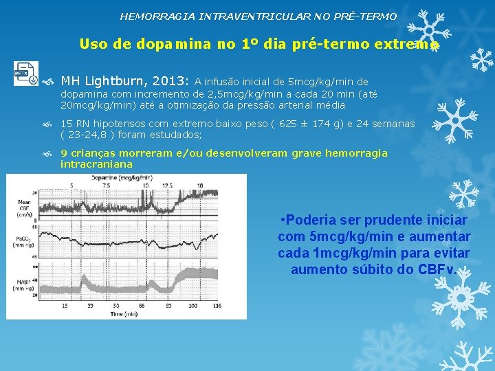 HEMORRAGIA INTRAVENTRICULAR NO PRÉ-TERMO Uso de dopamina no 1º dia pré-termo extremo MH Lightburn, HEMORRAGIA INTRAVENTRICULAR NO PRÉ-TERMO Uso de dopamina no 1º dia pré-termo extremo MH Lightburn,