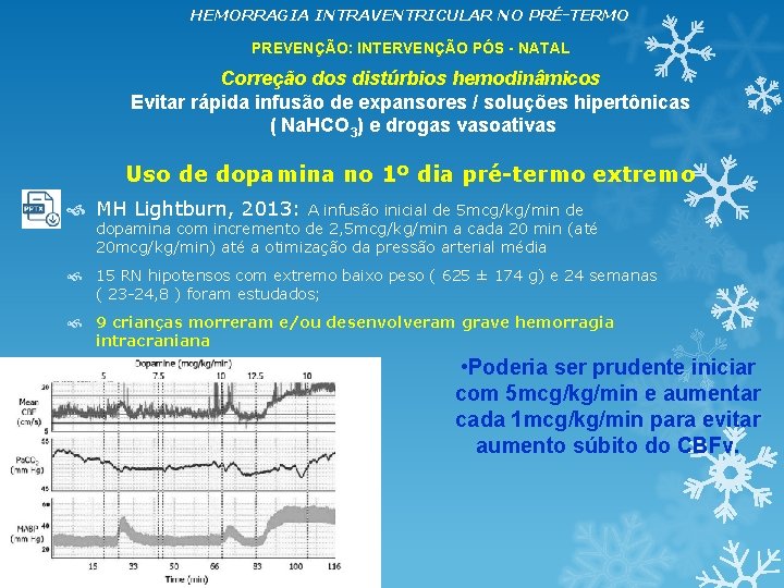 HEMORRAGIA INTRAVENTRICULAR NO PRÉ-TERMO PREVENÇÃO: INTERVENÇÃO PÓS - NATAL Correção dos distúrbios hemodinâmicos Evitar HEMORRAGIA INTRAVENTRICULAR NO PRÉ-TERMO PREVENÇÃO: INTERVENÇÃO PÓS - NATAL Correção dos distúrbios hemodinâmicos Evitar