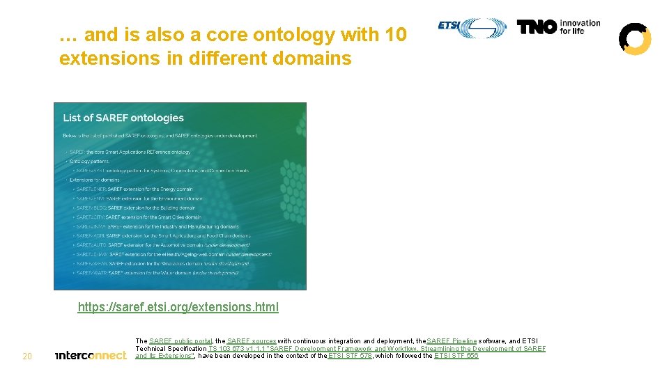 … and is also a core ontology with 10 extensions in different domains https: