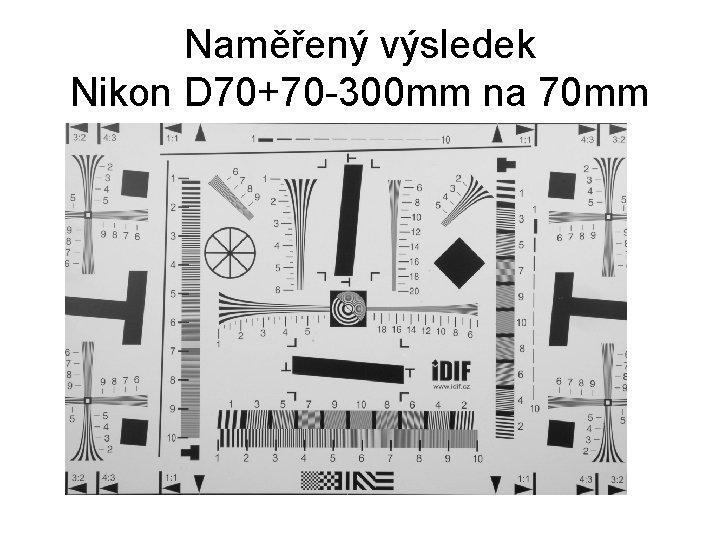 Naměřený výsledek Nikon D 70+70 -300 mm na 70 mm 