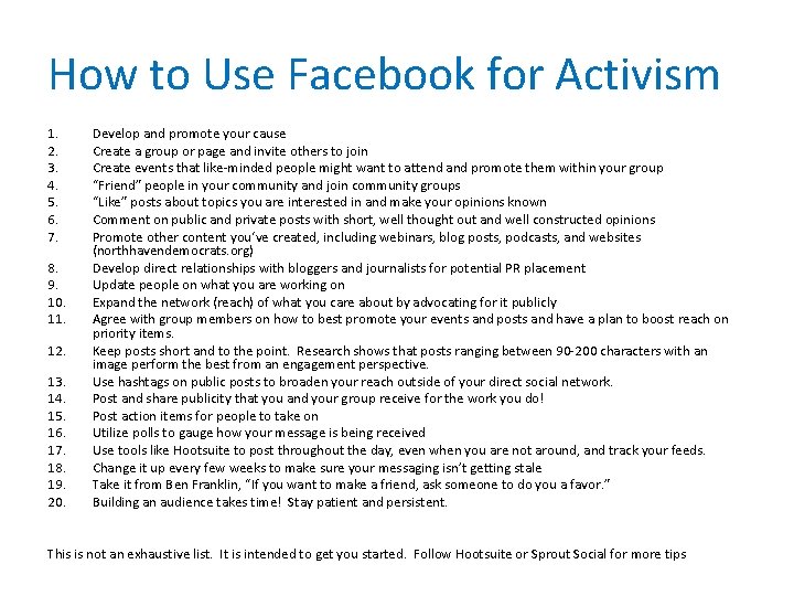 How to Use Facebook for Activism 1. 2. 3. 4. 5. 6. 7. 8.