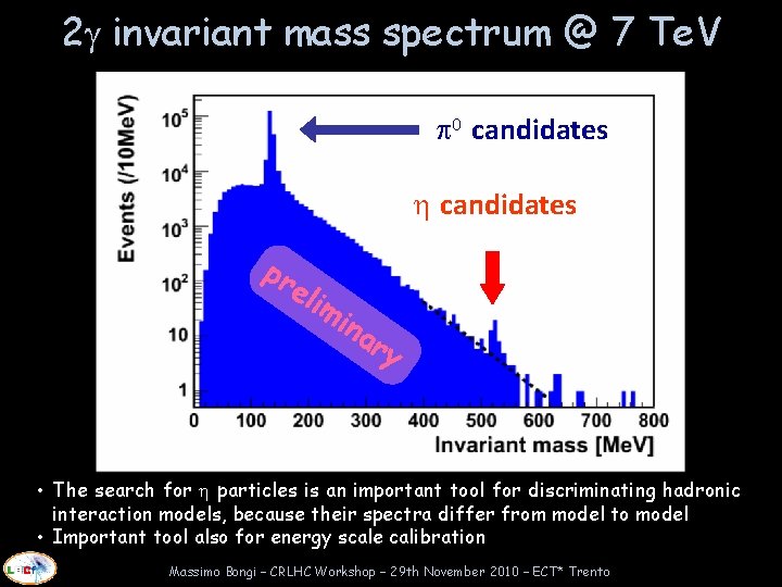 2 invariant mass spectrum @ 7 Te. V 0 candidates pr eli mi na