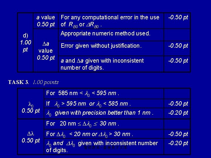 a value For any computational error in the use 0. 50 pt of RB