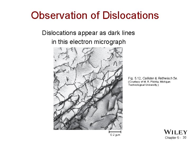 Observation of Dislocations appear as dark lines in this electron micrograph Fig. 5. 12,