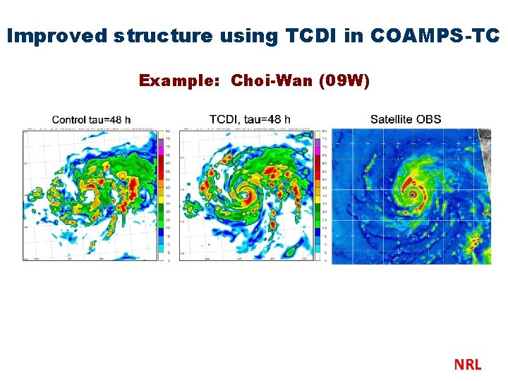 Improved structure using TCDI in COAMPS-TC Example: Choi-Wan (09 W) NRL 