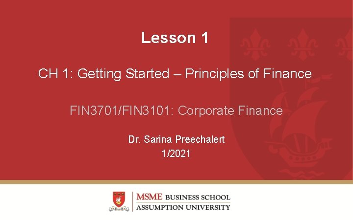 Lesson 1 CH 1 Getting Started Principles of